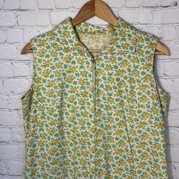 Vintage Hippie Floral Flower Power Boho Pleated Dress Sleeveless Skorts - Picture 2 of 7